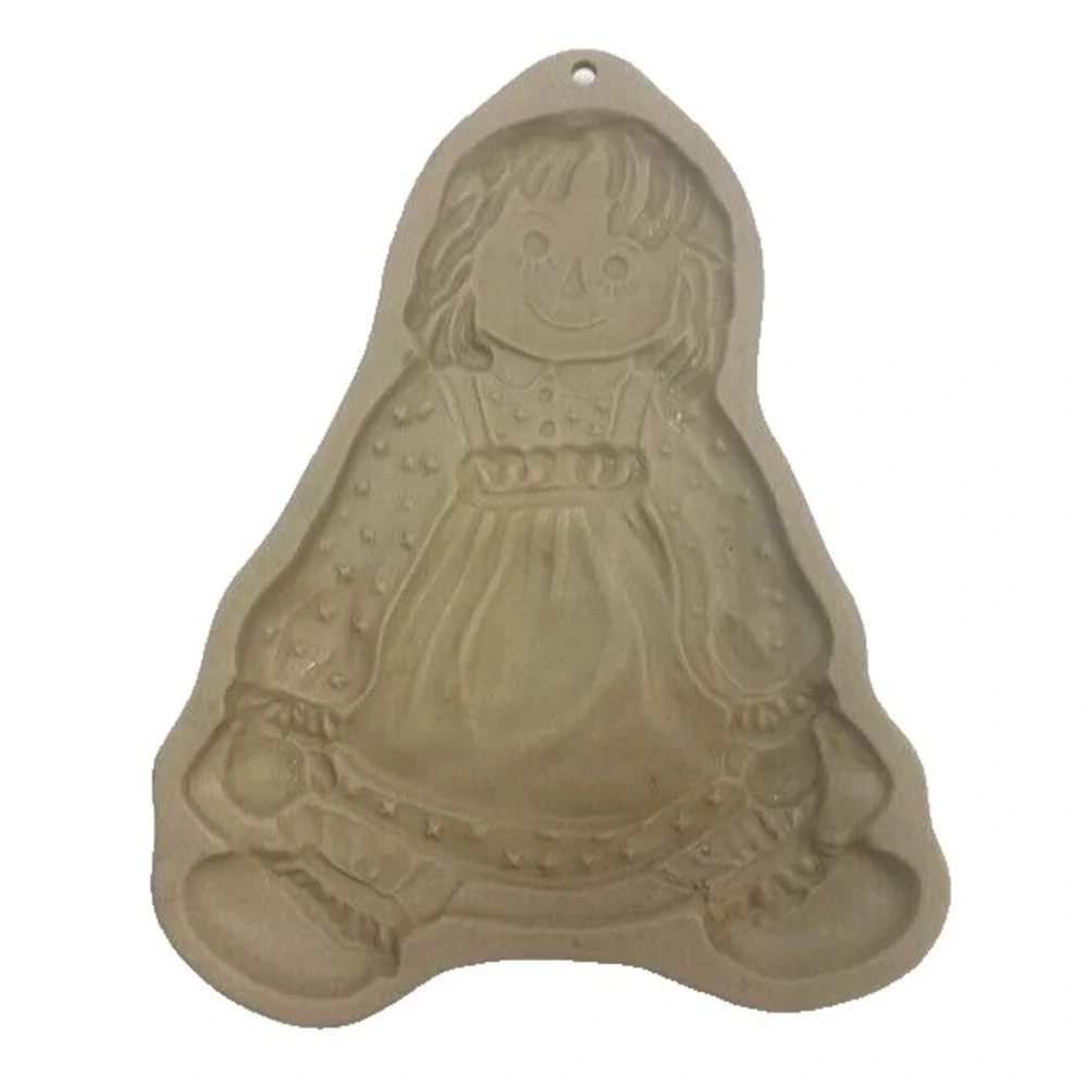 Vtg 1985 Raggedy Ann Brown Bag Cookie Mold Art Hill Design Brown Clay Décor 7in